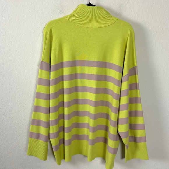 Free People Coastal Stripe Pullover Sweater Small Lime Lavender Preppy - Picture 4 of 9